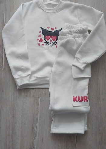 LC Waikiki Kız Çocuk Beyaz Baskılı Oversize Eşofman Takımı