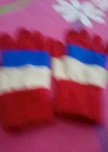 Kız Çocuk Renkli Çizgili Örgü Eldiven - Görsel 5