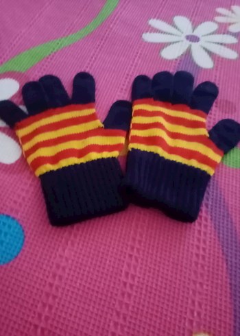 Kız Çocuk Renkli Çizgili Örgü Eldiven - Görsel 2