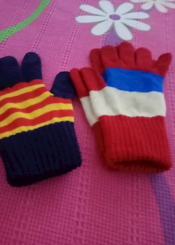 Kız Çocuk Renkli Çizgili Örgü Eldiven - Görsel 4