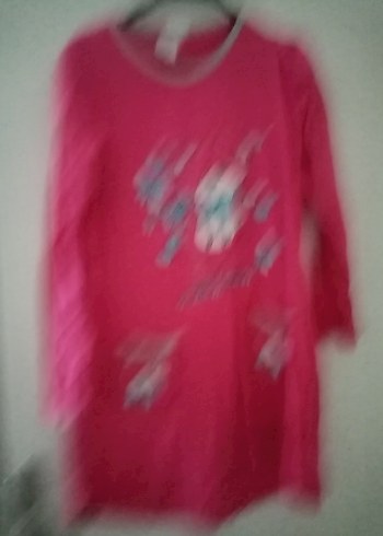 Pembe Baskılı Uzun Kollu Kız Elbise - Görsel 3