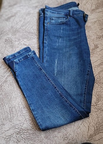 Kadın Lacivert Midi Boy Bol Kesim Kot Pantolon - Görsel 2