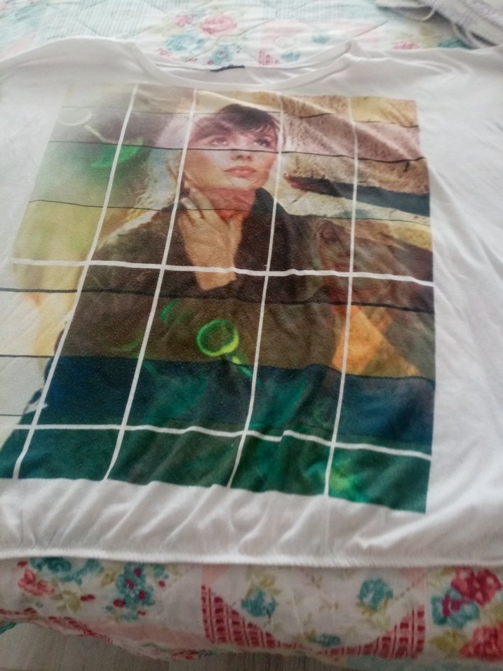 Beyaz Baskılı Transparan Mini Kadın Gömlek - Görsel 4