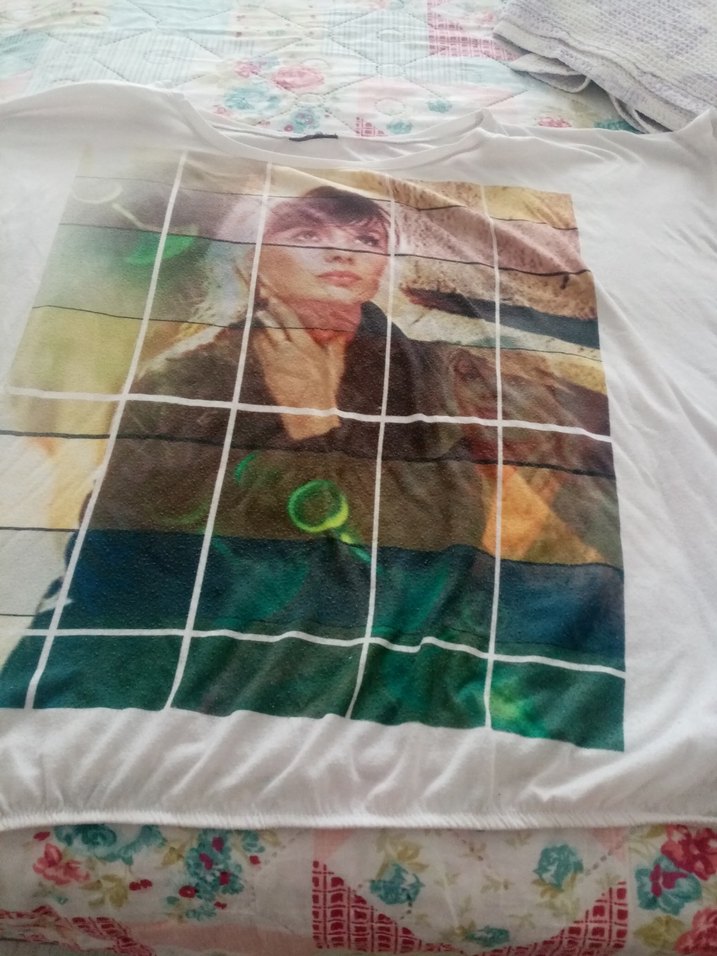 Beyaz Baskılı Transparan Mini Kadın Gömlek - Görsel 5