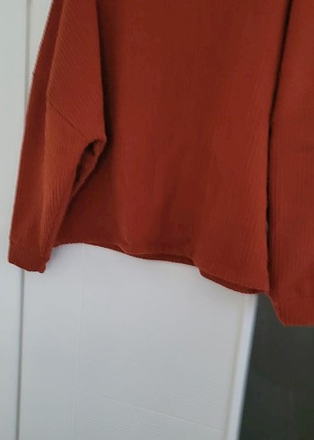 Kırmızı Kadın Süet Düğmeli Salaş Kazak - Görsel 2