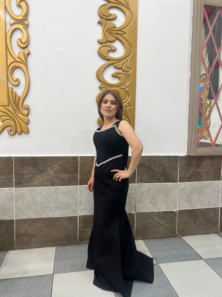 Boncuk İşlemeli Siyah Uzun Abiye Elbise - Görsel 2