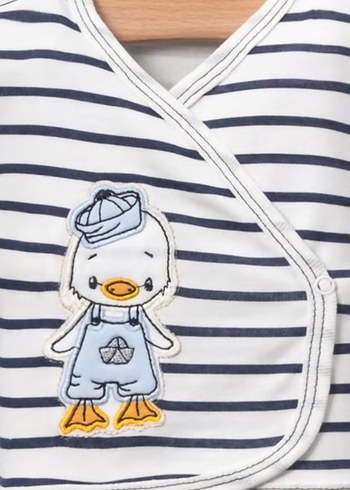 Bebek Önlüğü ve Takım Seti Gri Desenli - Görsel 3