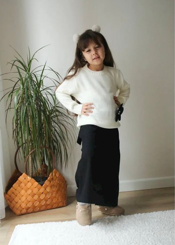 Kızlar için Beyaz Triko Sweatshirt - Görsel 3