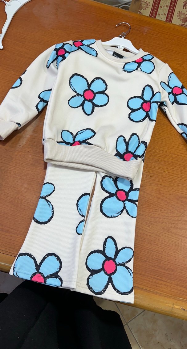 Bebek Kız Çiçek Desenli Uzun Kollu Takım - Görsel 2