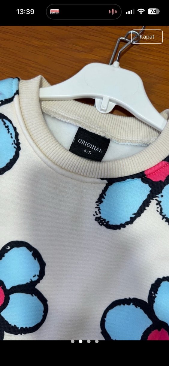 Çiçek Desenli Bebek Kız Takımı, Uzun Kollu, Düğmeli - Görsel 2