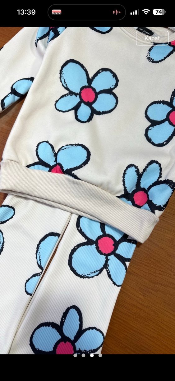 Bebek Kız Baskılı Uzun Kollu Beyaz Takım - Görsel 3