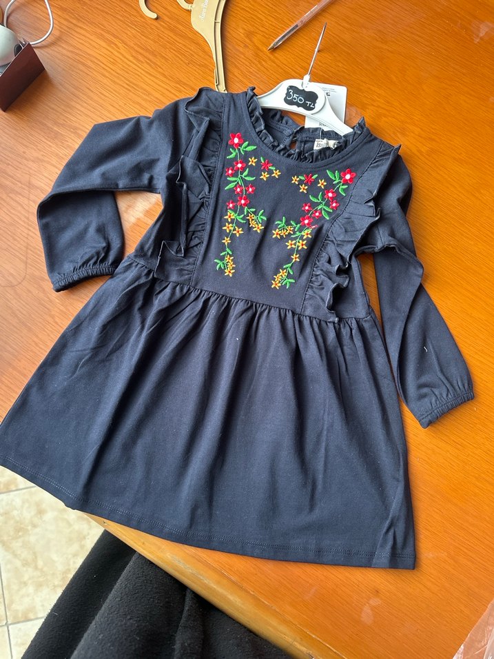 Nakışlı Siyah Bohem Kız Bluzu - Görsel 2