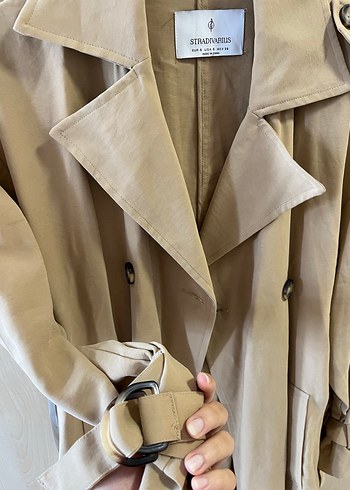 s Beden camel Renk Stradivarius Keten Kadın Trençkot