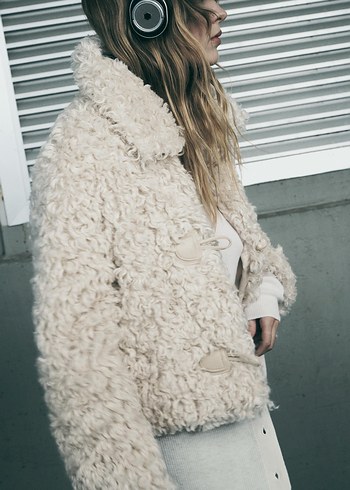 xs Beden beyaz Renk Zara suni yünlü mont