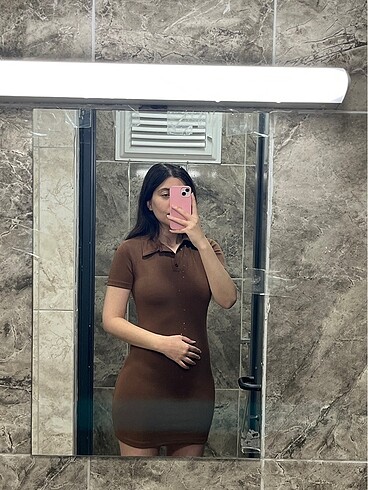 Kahverengi mini elbise 