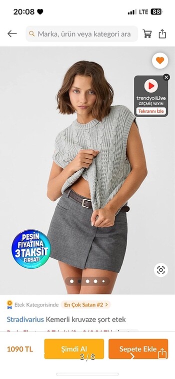 m Beden Stradivarius şort etek