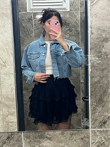 Tiffany Tomato Şifon siyah etek