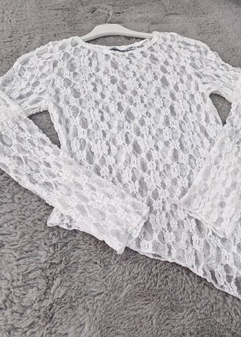 Asimetrik Kesim Dantel Bluz - Görsel 9