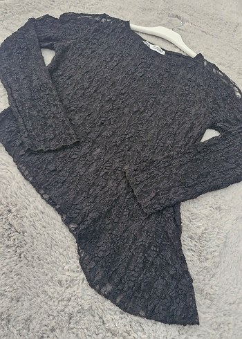 Asimetrik Kesim Dantel Bluz - Görsel 5