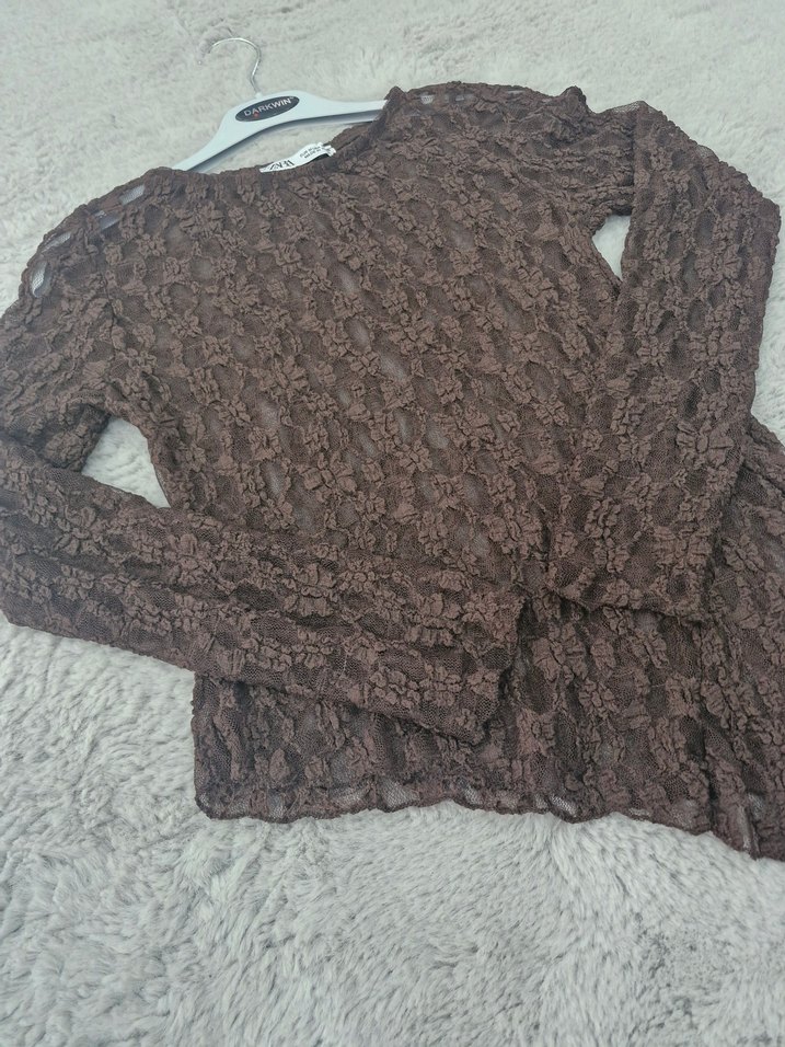 Asimetrik Kesim Dantel Bluz - Görsel 4