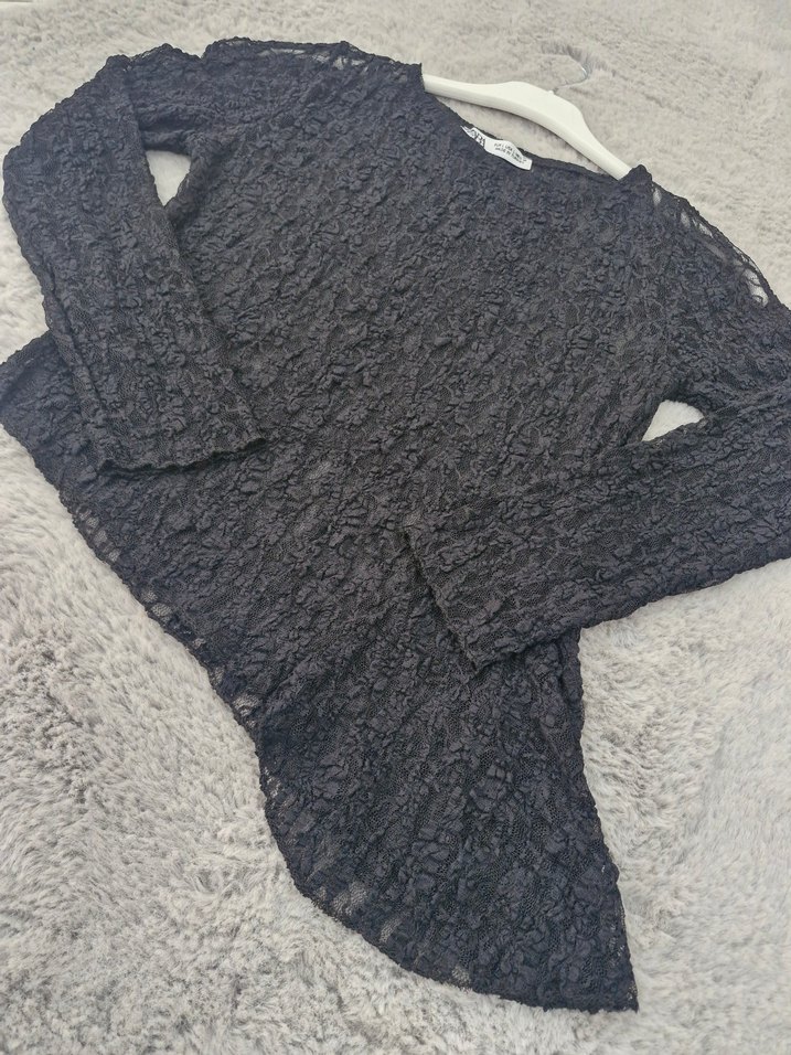 Asimetrik Kesim Dantel Bluz - Görsel 5