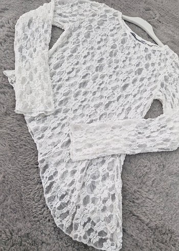 Asimetrik Kesim Dantel Bluz - Görsel 5