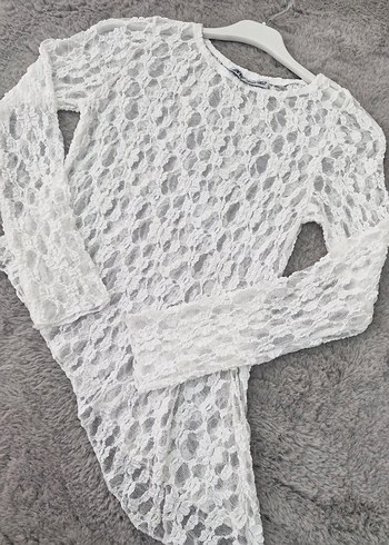 Asimetrik Kesim Dantel Bluz - Görsel 6