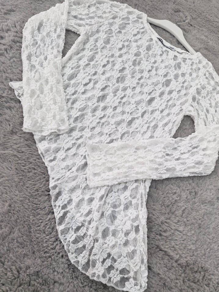 Asimetrik Kesim Dantel Bluz - Görsel 5