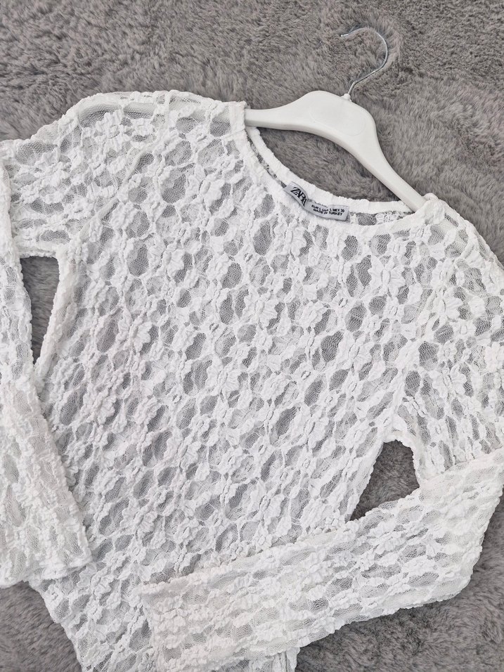 Asimetrik Kesim Dantel Bluz - Görsel 3