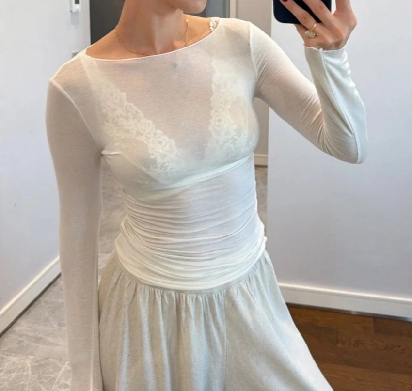 Transparan Tül Bluz - Görsel 2