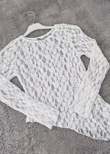 Asimetrik Kesim Dantel Bluz - Görsel 5