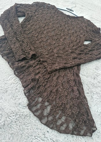 Asimetrik Kesim Dantel Bluz - Görsel 12