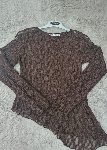 Asimetrik Kesim Dantel Bluz - Görsel 9