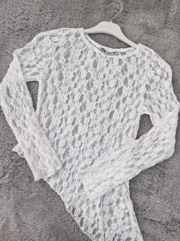 Asimetrik Kesim Dantel Bluz - Görsel 4