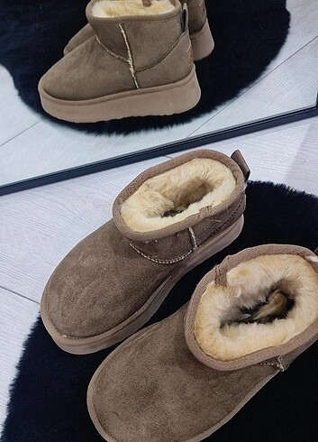 Ugg Kalın Taba İçi Kürklü Süet Bot 