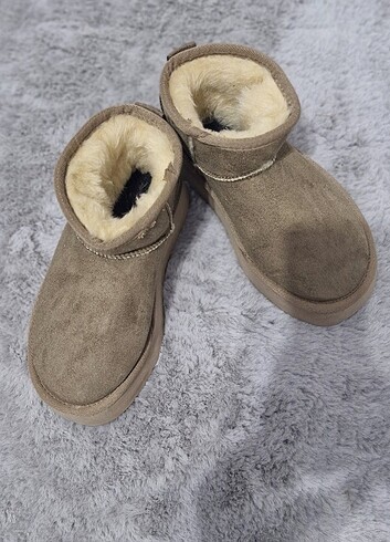 40 Beden camel Renk UGG Kalın Taban Mini Süet Bot