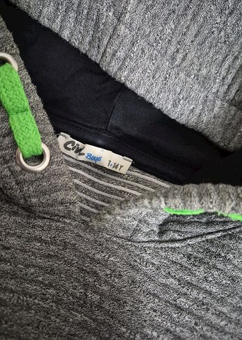 Erkek Gri Kapüşonlu Baskılı Sweatshirt - Görsel 2