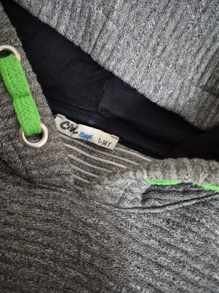 Erkek Gri Kapüşonlu Baskılı Sweatshirt - Görsel 2