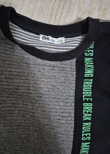 Gri Erkek Çocuk Triko Sweatshirt - Görsel 3