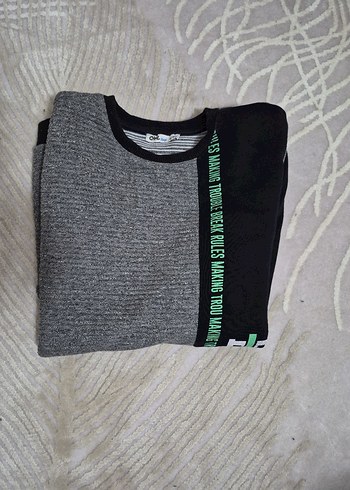 Gri Erkek Çocuk Triko Sweatshirt - Görsel 2