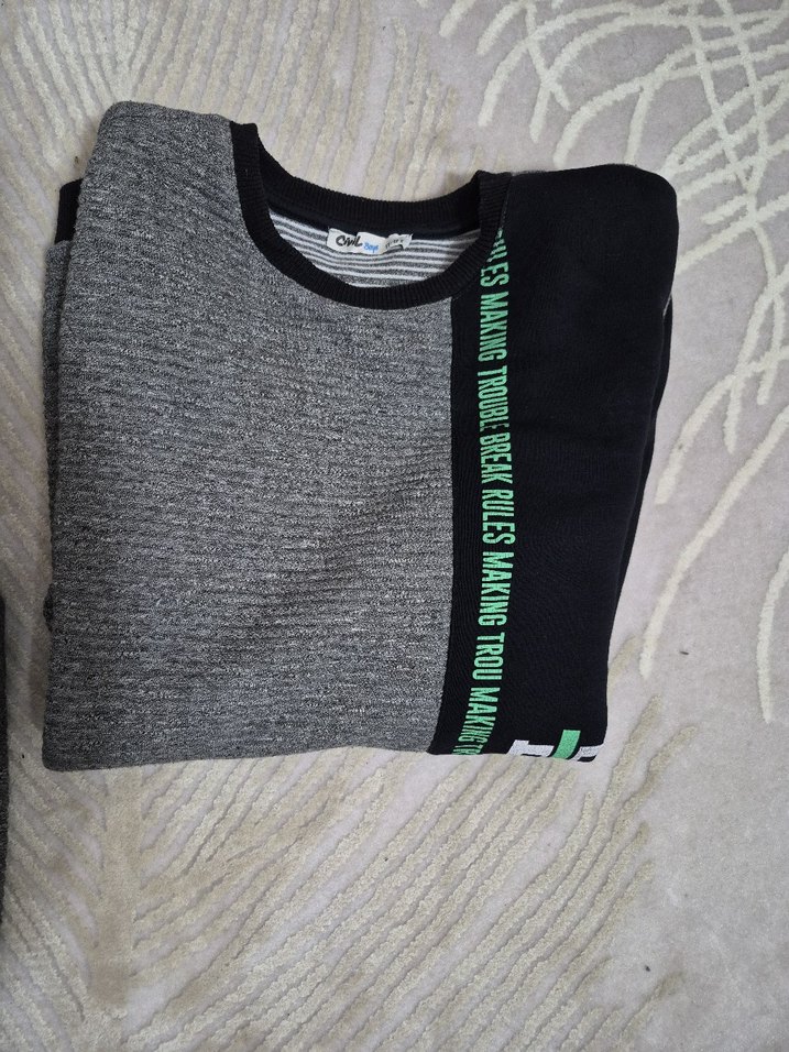 Gri Erkek Çocuk Triko Sweatshirt - Görsel 4