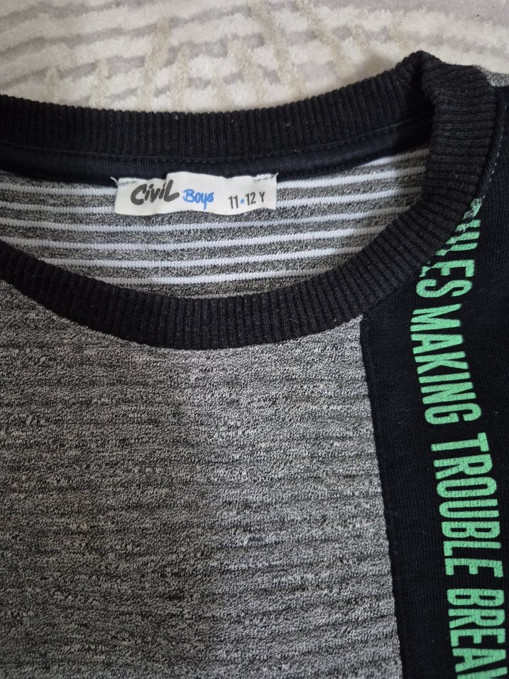 Gri Erkek Çocuk Triko Sweatshirt - Görsel 5