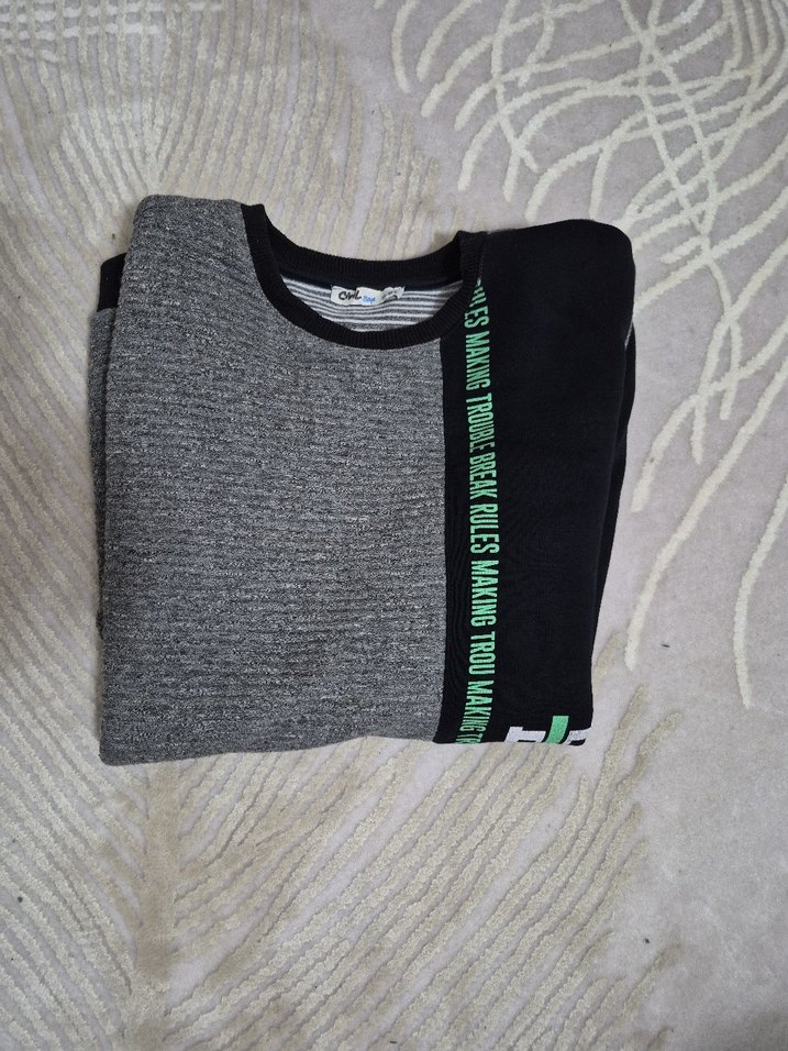 Gri Erkek Çocuk Triko Sweatshirt - Görsel 2