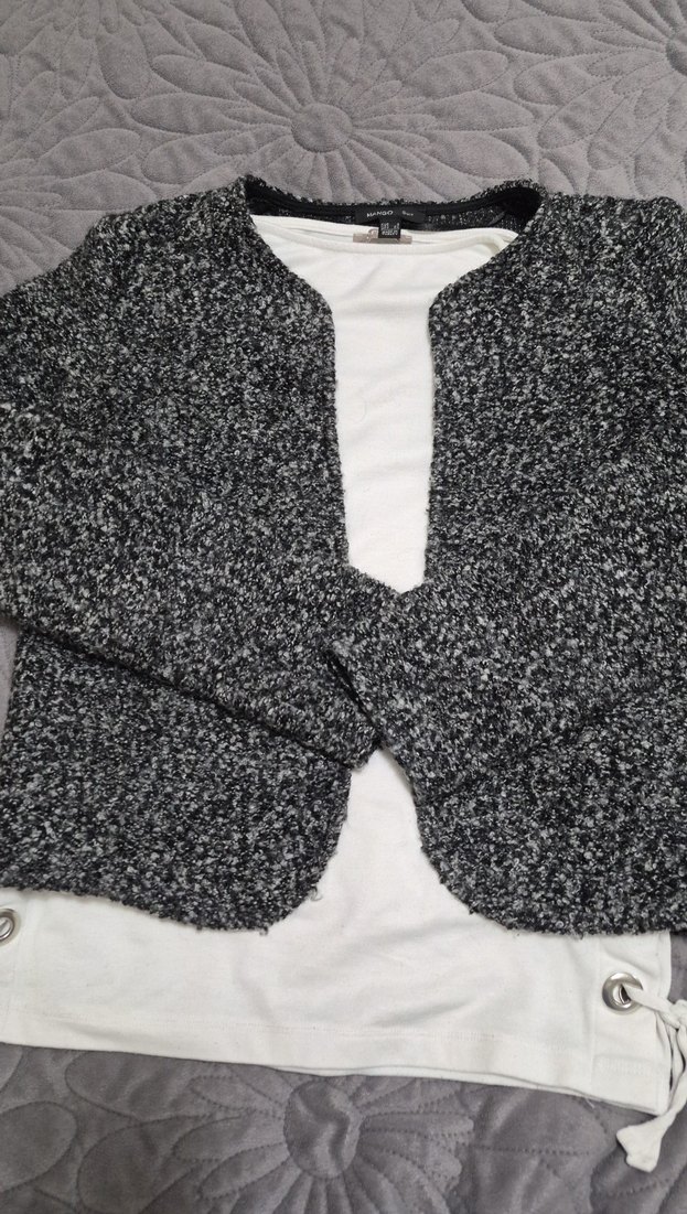 Gri MANGO Kadın Mini Ceket - Görsel 4