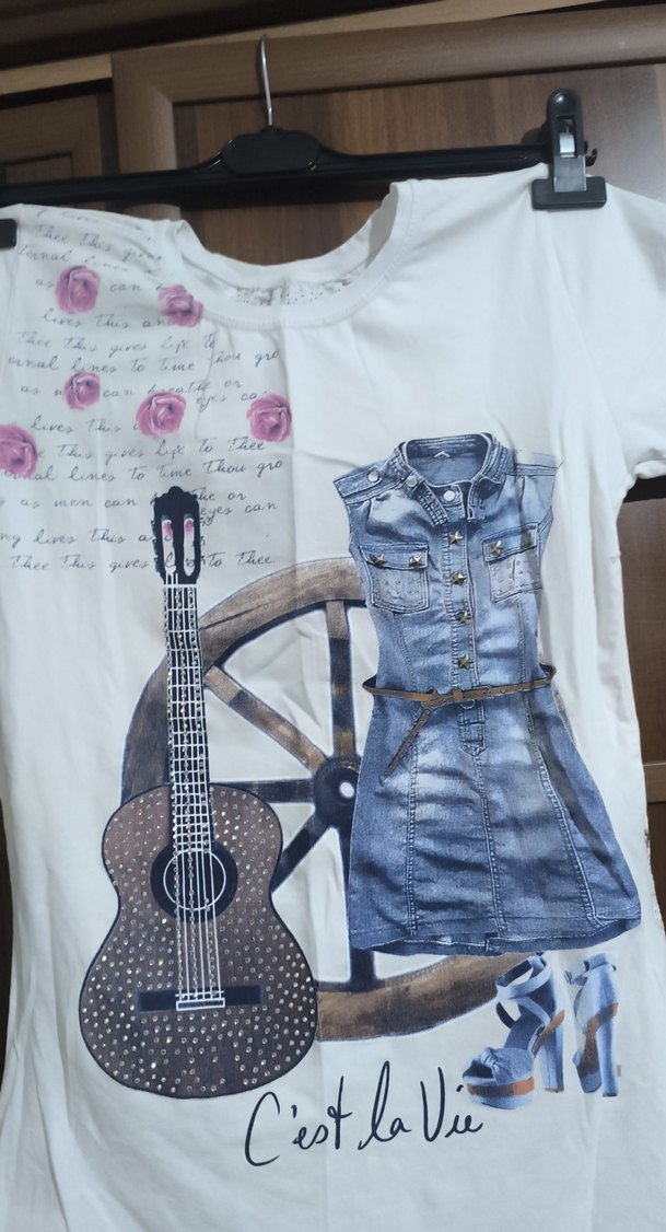 Kız Çocuk Bohem Baskılı Beyaz Tişört - Görsel 3