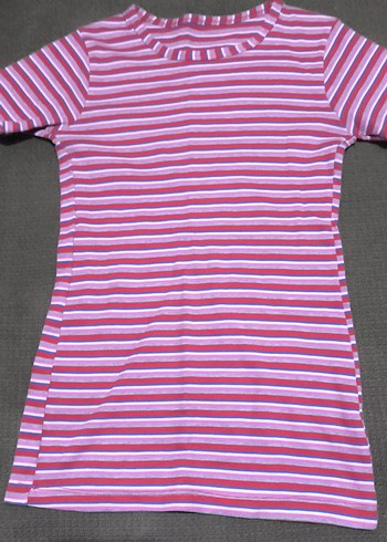 Kız Çocuk Mor Çizgili Kısa Kollu Tişört - Görsel 3