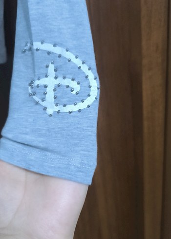 Gri Uzun Kollu Mickey Baskılı Hamile Tişörtü - Görsel 2