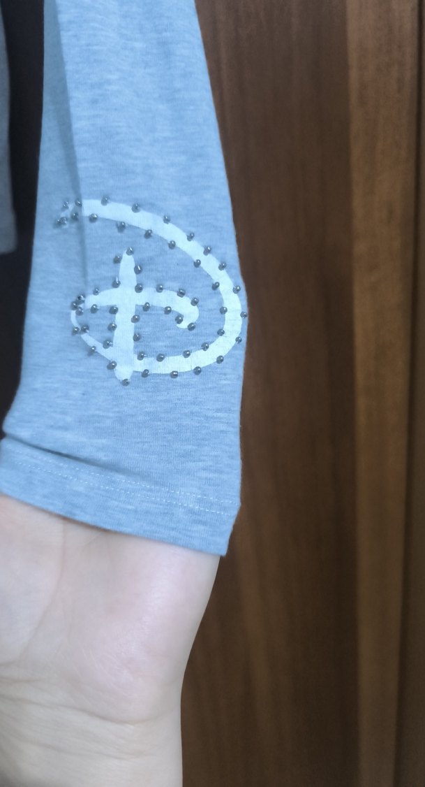 Gri Uzun Kollu Mickey Baskılı Hamile Tişörtü - Görsel 2