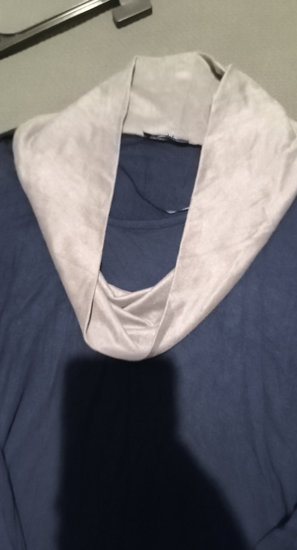 Yüksek Yakalı  lacivert  açık kahverengi Hamile Bluzu - Görsel 3