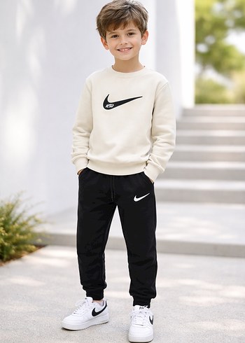 Marka  Beyaz Siyah Erkek Çocuk Eşofman Takımı - Görsel 2